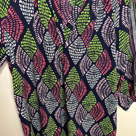 Crown & Ivy Navy Print Peasant Blouse Medium - Picture 4 of 9